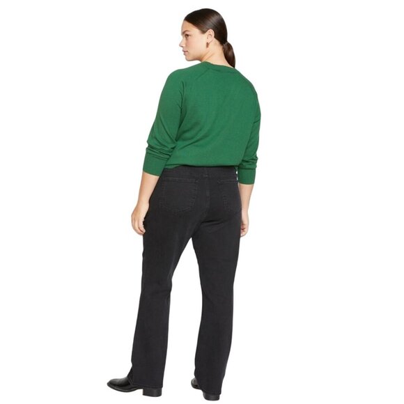 Universal Standard Oversized Sweater Size L 22-24 V Neck Green Cotton Holiday - Picture 3 of 8